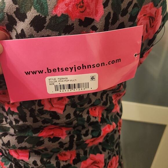 NEW Betsey Johnson Midi Dress Leopard Cheetah Print with Roses Size 4 - Picture 3 of 5